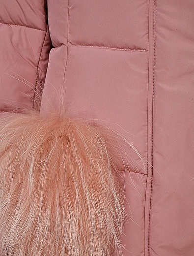 Розовое пуховое пальто с отелкой из меха енота Jums Kids - 1122609880162 - Фото 2