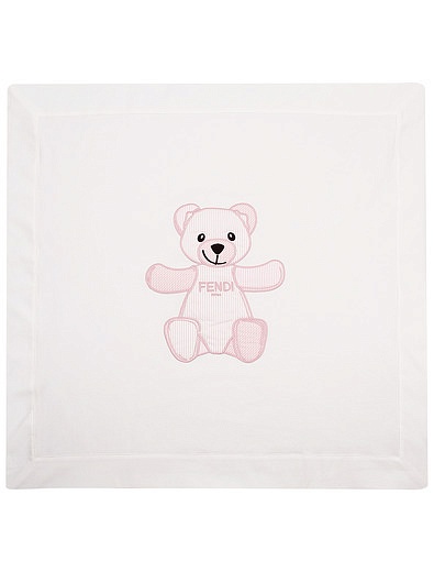 Хлопковое одеяло с розовым мишкой 80х80см Fendi - 0774529270076 - Фото 1