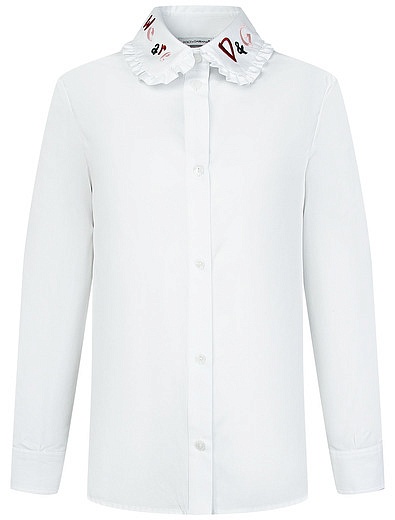 Блуза из хлопка с нашивкой на воротнике Dolce & Gabbana - 1034509084925 - Фото 1