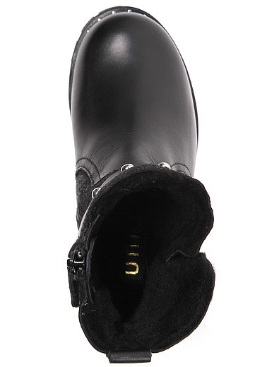 Черные утепленные ботинки из натуральной кожи UNISA - 2031109880123 - Фото 4