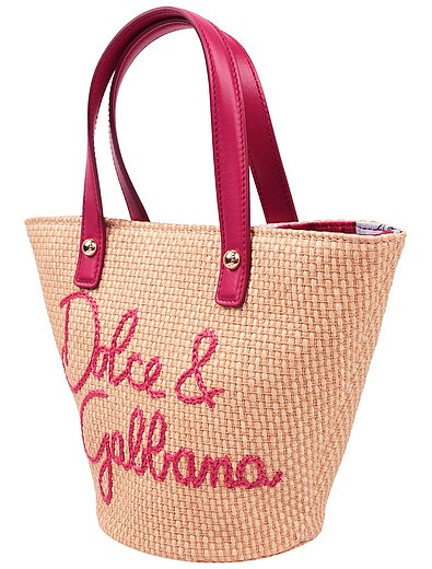 Соломенная сумка с вышивкой логотипа Dolce & Gabbana - 1204508070650 - Фото 4
