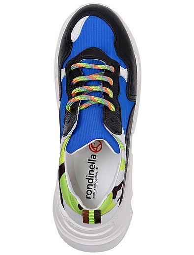 Кожаные кроссовки с разноцветными шнурками RONDINELLA - 2101419070047 - Фото 4