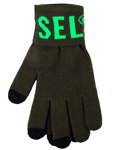 Зелёные перчатки с сенсорными вставками Diesel - 1194528280019 - Фото 2