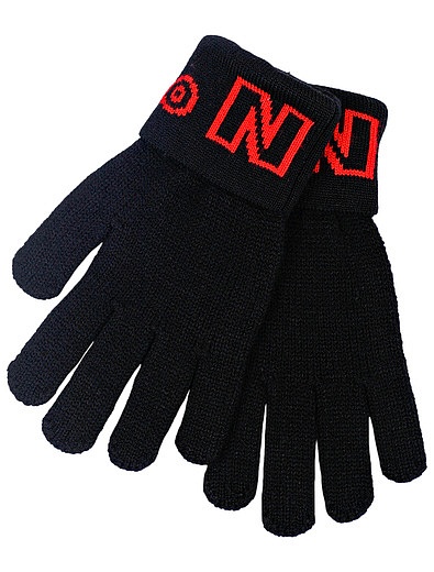 Чёрные перчатки с контрастным логотипом №21 kids - 1194529180011 - Фото 1