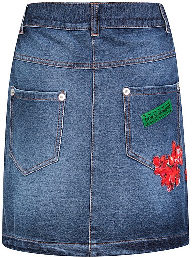 Джинсовая юбка с аппликацией Dolce & Gabbana - 1041409970630 - Фото 2