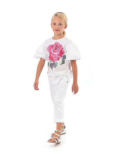 Комплект из брюк и футболки с пышными рукавами Simonetta - 3021209970458 - Фото 2