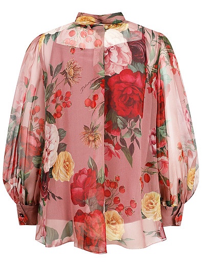 Блуза из шифона с принтом барокко Dolce & Gabbana - 1032609981489 - Фото 4