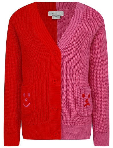 Красно-розовый кардиган со смайликами Stella McCartney - 1404509282414 - Фото 1