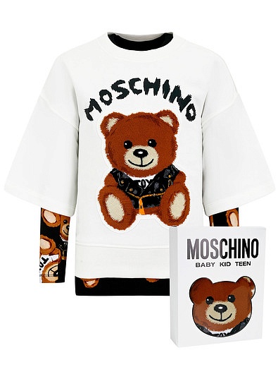 Комплект из футболки и лонгслива с медвежатами Moschino - 3024509282115 - Фото 1