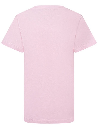Розовая футболка с логотипом и пуговицами Balmain - 1134609174578 - Фото 2