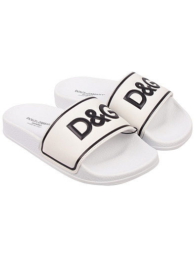 Белые Шлепанцы пляжные с логотипом Dolce & Gabbana - 2284519270149 - Фото 1