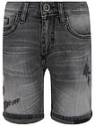 Серые джинсовые шорты с потертостями - 1414619370321