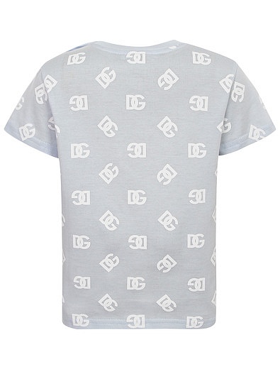 Голубая футболка с логотипами Dolce & Gabbana - 1134519373467 - Фото 2