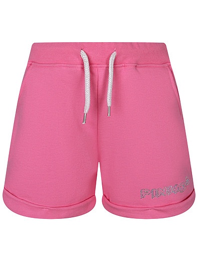 Хлопковые шорты с блестящим логотипом Pinko - 1414509174923 - Фото 1