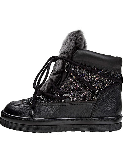 Черные ботинки со шнуровкой и глиттером UNISA - 2031109780034 - Фото 3
