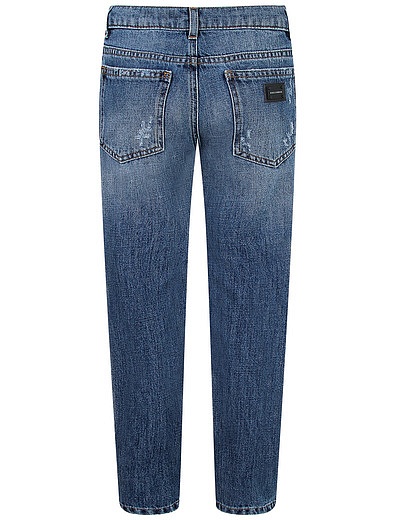 Хлопковые джинсы с потертостями Dolce & Gabbana - 1164529170824 - Фото 3
