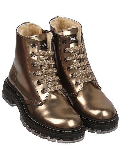 Золотистые ботинки с меховой подкладкой RONDINELLA - 2034509183580 - Фото 1