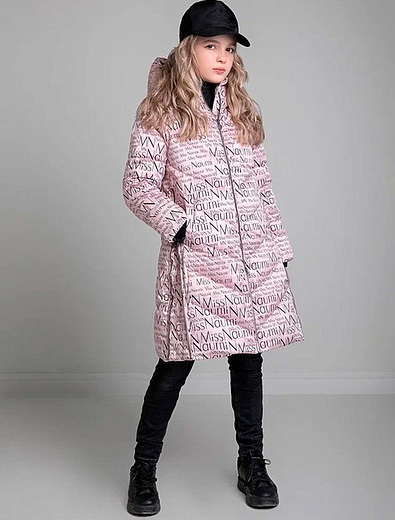нежно-розовое пуховое Пальто с логотипами NAUMI - 1124509184029 - Фото 2