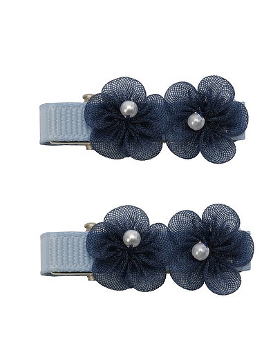 Набор из двух заколок-зажимов &quot;синий цветочек с бусинкой&quot; Junefee - 4884500171400 - Фото 1