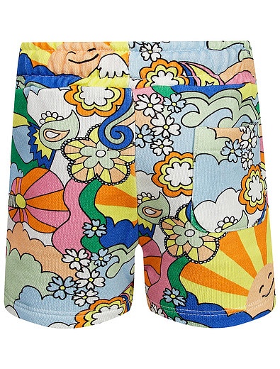 Хлопковые шорты с разноцветным принтом Stella McCartney - 1414509377393 - Фото 2