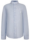 Голубая рубашка с воротником стойка - 1014519370911