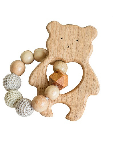 Игрушка из хлопка и дерева «Мишка» для первых зубиков Oregano Mama - 7134520270353 - Фото 1