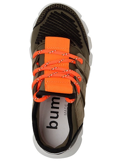Зеленые кроссовки с оранжевыми вставками Bumper - 2102219970018 - Фото 5