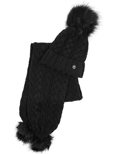Чёрный комплект из шапки и шарфа Mayoral - 3001108680016 - Фото 1