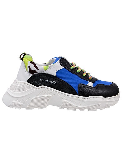 Кожаные кроссовки с разноцветными шнурками RONDINELLA - 2101419070047 - Фото 2