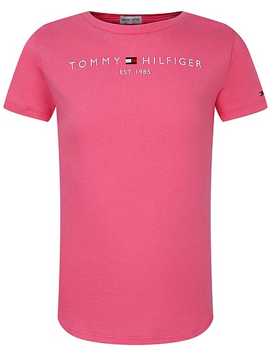Розовая футболка с логотипом TOMMY HILFIGER - 1134609175742 - Фото 1