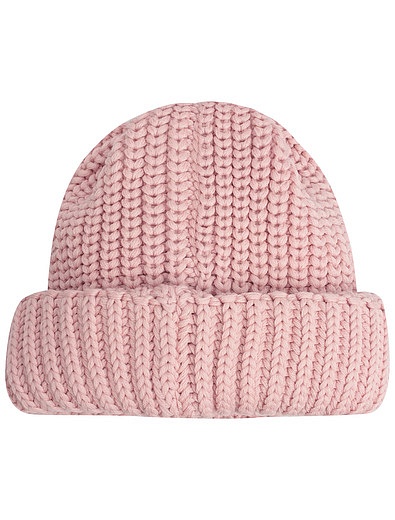 Нежно-розовая шапка из шерсти крупной вязки Il Trenino - 1354509281866 - Фото 3