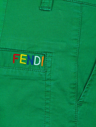 Зеленые базовые Брюки свышивкой логотипа Fendi - 1082219770010 - Фото 3