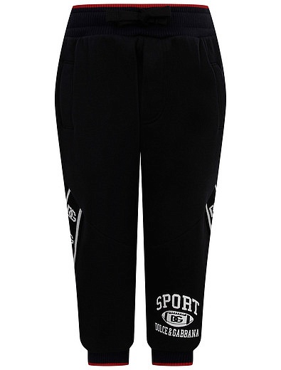 Черные хлопковые спортивные брюки Dolce & Gabbana - 4244519370797 - Фото 1