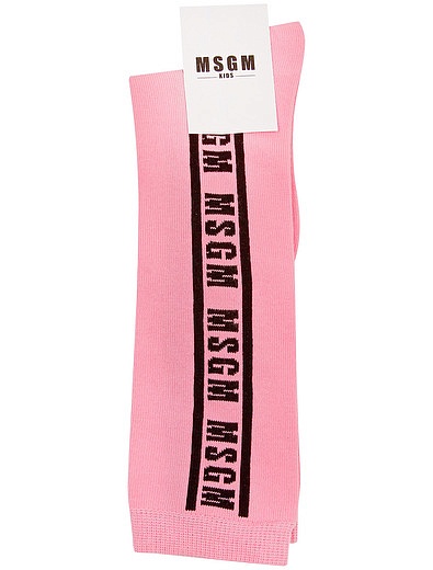 Розовые Гольфы с контрастным логотипом бренда MSGM - 1482609880051 - Фото 1