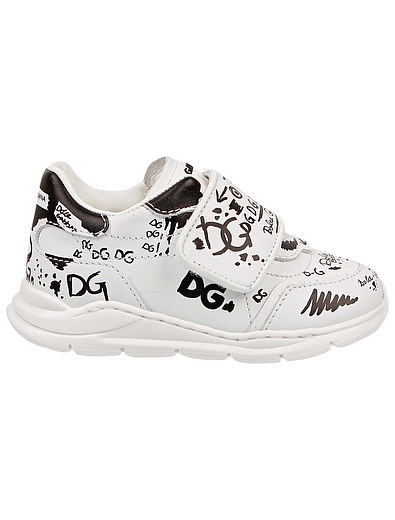Кожаные кроссовки с принтом граффити Dolce & Gabbana - 2104529180422 - Фото 2