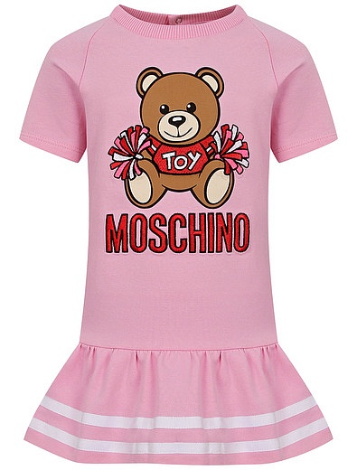 Розовое платье с принтом и логотипом Moschino - 1054509272320 - Фото 1