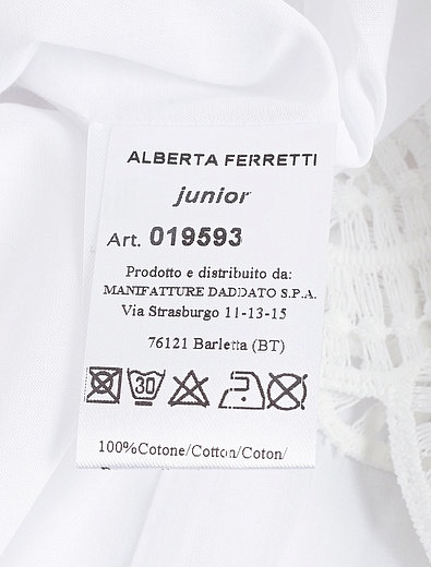 Хлопковое кружевное платье ALBERTA FERRETTI - 1051209971188 - Фото 4