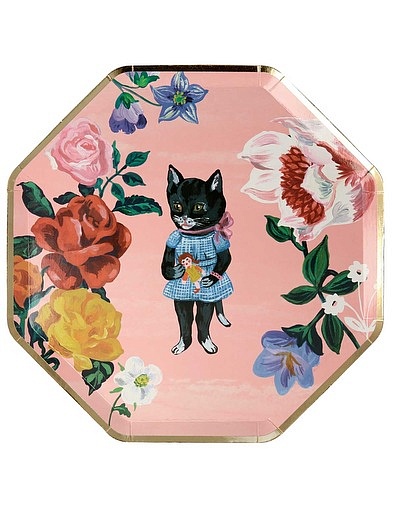 Набор одноразовых тарелок с кошками и цветами 8 шт. Meri Meri - 2294520170048 - Фото 4