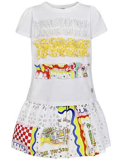 Комплект из юбки и футболки с оборками Simonetta - 3021209971103 - Фото 1