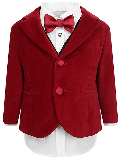 Костюм с красным бархатным пиджаком Baby A - 6054519280471 - Фото 4