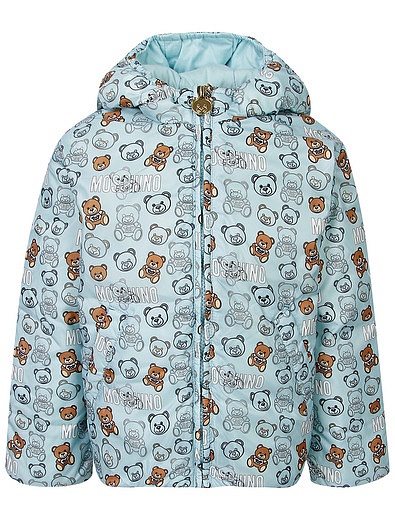 голубая пуховая Куртка с принтом медведь Moschino - 1074529280600 - Фото 1