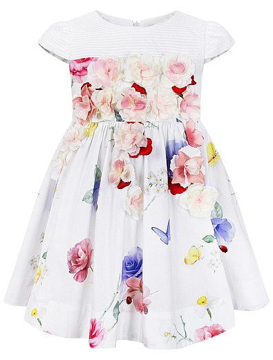 Белое платье с цветочной аппликацией Lapin House - 1054509174471 - Фото 1