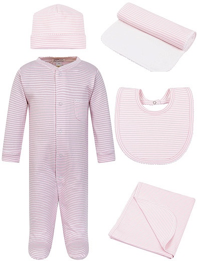 Розовый комплект из комбинезона,шапочки, слюнявчика, полотенца и пеленки Kissy Kissy - 3044500170037 - Фото 1