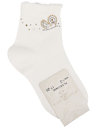Белые носки с декором из страз Story Loris - 1534509370580 - Фото 1