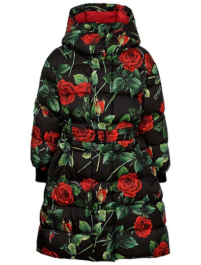 Пуховое пальто с принтом розы Dolce & Gabbana - 1124509181110 - Фото 1