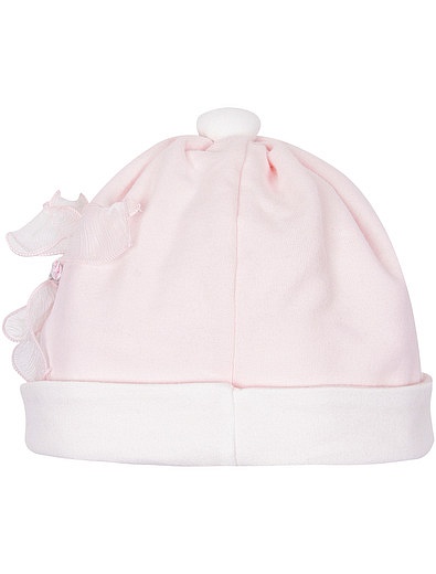 Розовая хлопковая шапка с шелковым цветком Aletta - 1352609880057 - Фото 3