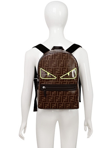 Рюкзак из натуралной кожи с принтом логотипа Fendi - 1501828980011 - Фото 6