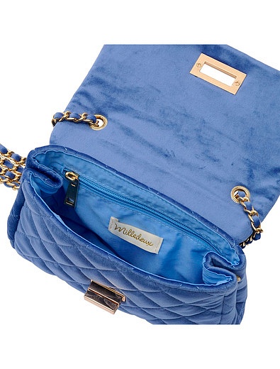 Бархатная голубая сумка Milledeux - 1204500370048 - Фото 4