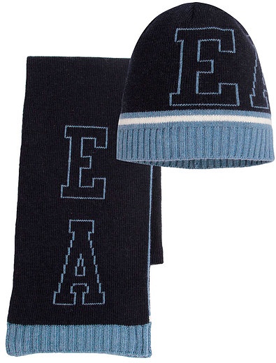 Шапка и шарф с крупным логотипом EMPORIO ARMANI - 3004518280012 - Фото 1