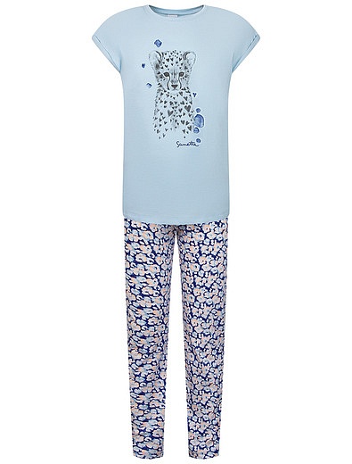 Пижама из хлопка с цветочным принтом Sanetta - 0214509171158 - Фото 1